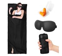 YANGUN Sacco a pelo 2 in 1, ultraleggero, con maschera per gli occhi e tappi per le orecchie, sacco a pelo in cotone, con cerniera a forma di L, per viaggi, hotel, campeggio (90 x 220 cm)