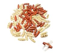 YANGWEN 100 Pezzi Bottoni a Levetta in Legno d'Oliva - 2 Fori (Forma Ovale) - per Cappotti, Maglieria e Cucito Fai da Te - Dimensioni 30mm - Colore Naturale