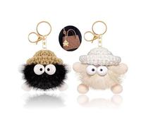 YANGWEN 2 Pezzi Portachiavi Pom Pom in Peluche, Set Portachiavi Soffici e Morbidi per Auto, Zaini e Borse - Decorazione Personalizzata per Ragazze e Donne - Regalo Carino e Divertente