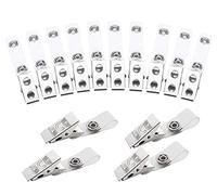 YANGWEN 20 Pezzi Clip per Badge in Metallo Clip per Badge in Metallo con Cinturini in PVC Trasparente per Carte d'identità e Porta Badge Targhette con Nome, Badge da Lavoro