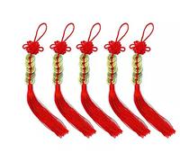 YANGWEN 5 Set Monete Cinesi Fortuna Moneta Portafortuna Monete Feng Shui Monete Nodo I-Ching Monete Tradizionali Stringa Rossa Filo Portafortunaper Ricchezza e Successo