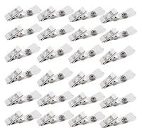 YANGWEN 50 Pezzi Clip per Badge in Metallo Clip per Badge in Metallo con Cinturini in PVC Trasparente per Carte d'identità e Porta Badge Targhette con Nome, Badge da Lavoro