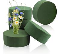 YANGWEN 6 Blocchi di Schiuma Floreale Rotonda 10x10x4cm - Cilindro per Fiori Freschi e Artificiali - Ideale per Decorazioni, Matrimoni, Feste e Composizioni Floreali (Schiuma Bagnata/Asciutta)