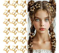 YANGWRshop 20 fermagli per capelli a forma di stella dorata, 3 cm, antiscivolo, a forma di stella, in metallo, accessori per capelli Y2K, accessori per capelli da donna