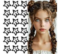 YANGWRshop 20 fermagli per capelli a forma di stella nera, 3 cm, antiscivolo, a forma di stella, in metallo, accessori per capelli Y2K, accessori per capelli da donna