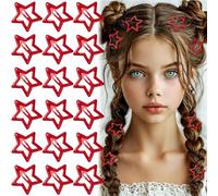YANGWRshop 20 fermagli per capelli a forma di stella rossa, 3 cm, antiscivolo, a forma di stella, in metallo, accessori per capelli Y2K, accessori per capelli da donna