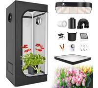 YANGYMM Grow Box, Coltivazione Completamente Automatizzato, Tenda da Coltivazione Intelligente per Interni, con Luce LED da 200 W A Spettro Completo con Timer e Igrometro,100x100x200cm