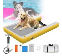 YANGYMM Rampa Gonfiabile per Cani Tappetini Galleggianti per Lago con Rampa per Cani, pontile Galleggiante di Sicurezza Antiscivolo per Cani Fino a 133 libbre,Yellow-150X100X10cm