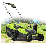 YANGYMM Scarificatore per Prato 2 in 1, Scarificatore e Scarificatore Elettrico, profondità Regolabile in 3 Posizioni, con Potente Motore da 15 Ampere, per la Cura del Prato e del Giardino
