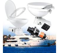 YANGYMM WC Elettrico Marino 12V, WC Orizzontale per Camper Barche con Scarico Silenzioso, Controllo di Scarico On-off, Coperchio Silenzioso a Chiusura Ammortizzata, per Barche e Yacht