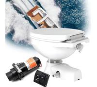 YANGYMM WC Elettrico Marino da 12 V, WC per Camper con Scarico Silenzioso, Controllo di Scarico On-off, WC Orizzontale per Barche/Camper/Yacht, Design Compatto per Risparmiare Spazio