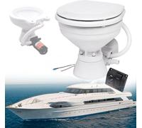 YANGYMM WC per Camper con Scarico Silenzioso da 12 V, WC Elettrico Professionale per Imbarcazioni, WC Compatto per Barche Yacht, Pannello di Controllo con Interruttore Pulsante Singolo