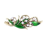 Yangzerang Fermagli per capelli vintage in stile francese retrò, con foglie e perle, bronzo e oro