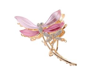 yangzerang Fermaglio per capelli a forma di libellula, in metallo, grande, a forma di libellula, con strass lucidi, antiscivolo, clip per capelli a tenuta forte, accessori alla moda per capelli ricci