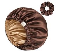 YANIBEST Cappa di seta a doppio strato per dormire, cappuccio regolabile per donne con capelli naturali ricci