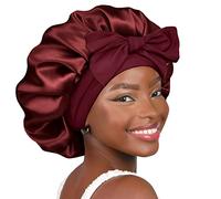 Yanibest Cappello a pelo da donna, in seta, a doppio strato, foderato in raso, con nastro per capelli ricci