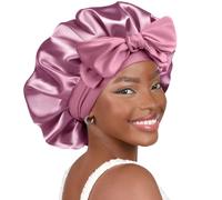YANIBEST Cappello a pelo da donna, in seta, a doppio strato, foderato in raso, con nastro per capelli ricci