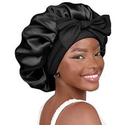 YANIBEST Cappello a pelo da donna, in seta, a doppio strato, foderato in raso, con nastro per capelli ricci
