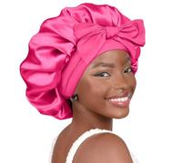 YANIBEST Cappello a pelo da donna, in seta, a doppio strato, foderato in raso, con nastro per capelli ricci