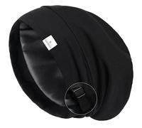 YANIBEST - Copertura per capelli in seta satinata per dormire - Cappello a berretto slouchy regolabile con fodera in seta per capelli ricci e trecce, Nero puro., Einheitsgröße