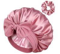 YANIBEST Cuffia in seta satinata per donne addormentate, doppio strato per capelli naturali ricci, Colore: rosa., Taglia unica