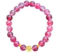 YANIGEN Braccialetti di cristallo da donna con perline da 8 mm, braccialetto con quarzo rosso fragola, braccialetto per mamma, fidanzata, amicizia regalo di compleanno per donne
