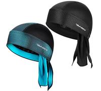 YANIKY Bandanas Skull Cappellini per uomo e donna, fodera per casco da ciclismo Durags, bandana da motociclista, allontana il sudore dal sudore, Stampa nera + blu-verde, Taglia unica
