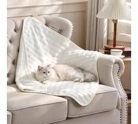 Yaning Coperta impermeabile per letto, divano, auto, morbida coperta a prova di perdite, con motivo a nodi 3D, utilizzabile su entrambi i lati, per cani, gatti, cuccioli (76 x 101 cm, bianco crema)