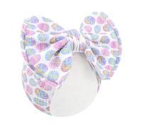 YanJie Fasce per capelli pasquali da 17,8 cm, con fiocco a uovo, per neonate, in nylon, fascia per coniglietto, accessori per capelli pasquali, bianco e viola