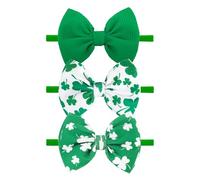 YanJie Festa di San Patrizio Fasce per capelli con trifoglio stampato per neonata con fiocco verde fascia per capelli larga accessori per capelli di San Patrizio