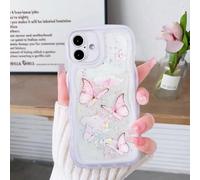 YANJIEER Custodia Glitter per iPhone 17, Cover Graziosa Motivo a Farfalle e Stelline Trasparente per Ragazze e Donne, Sottile Antiurto Protettiva Case, Forma di Onde Ricce, morbido TPU Bianco