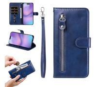 YANJIEER Custodia Portafoglio per Realme C67 4G / Realme 12 Lite 4G, Cover in Pelle PU a Libro con Cerniera, Portacarte Laccetto, Chiusura Magnetica, Supporto, Antiurto Case Blu