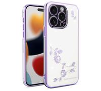YANJIEER diamante custodia per OPPO A5X 5G / 4G cover floreale glitter in silicone TPU morbido, antiurto sottile, brillante con strass, protezione fotocamera, per ragazze e donne Viola