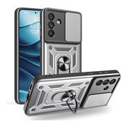 YANJIEER ESONG Cover Antiurto per vivo S20 Pro 5G/T4 Ultra 5G, Custodia Armor Protettiva di Grado Militare, Scorrevole Fotocamera Proteggi, Magnetica Anello Supporto,Hard PC&TPU Bumper Case Argento
