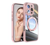 YANJIEER ESONG Cover Magnetica per Sharp Aquos R10 con Supporto Stand ad Anello, Custodia Protettiva Ultra Sottile Trasparente Antiurto, Copertura della fotocamera Case Rosa