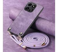 YANJIEER ESONG Cover per Honor X6B Case con Cordino Cinturino,Custodia In Pelle Caso per Donna ragazze Con Tracolla Collana,Catena Laccio Case,Ultra Sottile Antiurto Shell Viola