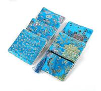 yanjin 6/12 Pezzi Sacchetti di Gioielli in Broccato di Seta con Cerniera Portafoglio Sacchetti Regalo per Le Donne Gioielli da Viaggio Rotoli Festa di Compleanno di Nozze ,6pcs Lake Blue