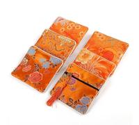 yanjin 6/12 Pezzi Sacchetti di Gioielli in Broccato di Seta con Cerniera Portafoglio Sacchetti Regalo per Le Donne Gioielli da Viaggio Rotoli Festa di Compleanno di Nozze ,6pcs Orange