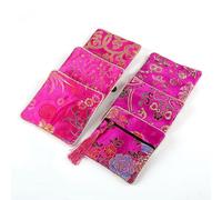 yanjin 6/12 Pezzi Sacchetti di Gioielli in Broccato di Seta con Cerniera Portafoglio Sacchetti Regalo per Le Donne Gioielli da Viaggio Rotoli Festa di Compleanno di Nozze ,6pcs Rose Red