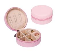 yanjin Custodia per Gioielli da Viaggio Piccolo Portagioie Rotondo per Ragazze Portagioie Portatile Organizer per Anelli Orecchini Collane Bracciali,B Pink