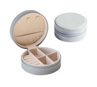 yanjin Custodia per Gioielli da Viaggio Piccolo Portagioie Rotondo per Ragazze Portagioie Portatile Organizer per Anelli Orecchini Collane Bracciali,A Grey