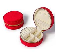 yanjin Custodia per Gioielli da Viaggio Piccolo Portagioie Rotondo per Ragazze Portagioie Portatile Organizer per Anelli Orecchini Collane Bracciali,D Red