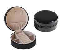 yanjin Custodia per Gioielli da Viaggio Piccolo Portagioie Rotondo per Ragazze Portagioie Portatile Organizer per Anelli Orecchini Collane Bracciali,C Black