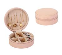 yanjin Custodia per Gioielli da Viaggio Piccolo Portagioie Rotondo per Ragazze Portagioie Portatile Organizer per Anelli Orecchini Collane Bracciali,A Pink