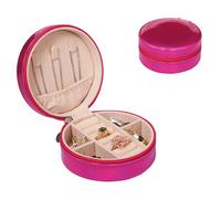 yanjin Custodia per Gioielli da Viaggio Piccolo Portagioie Rotondo per Ragazze Portagioie Portatile Organizer per Anelli Orecchini Collane Bracciali,C Rose Red