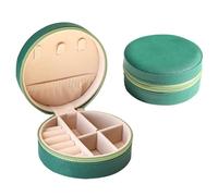 yanjin Custodia per Gioielli da Viaggio Piccolo Portagioie Rotondo per Ragazze Portagioie Portatile Organizer per Anelli Orecchini Collane Bracciali,A Dark Green