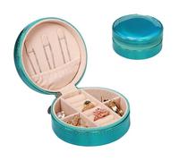 yanjin Custodia per Gioielli da Viaggio Piccolo Portagioie Rotondo per Ragazze Portagioie Portatile Organizer per Anelli Orecchini Collane Bracciali,C Blue