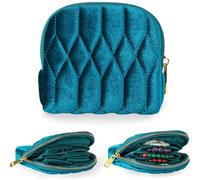 yanjin Mini Borsa da Viaggio per Gioielli con Cerniera, Pochette in Velluto Organizzatore per Bracciali, Anelli, Orecchini,Peacock Blue