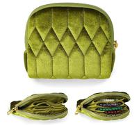yanjin Mini Borsa da Viaggio per Gioielli con Cerniera, Pochette in Velluto Organizzatore per Bracciali, Anelli, Orecchini,New Bud Green