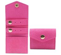 yanjin Mini Borsa da Viaggio per Gioielli in Rotolo con Fibbia Piccole Borse per Gioielli Multifunzionali Pieghevoli Anelli di Conservazione Collane Orecchini,Super Fiber Rose Red